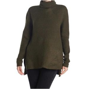 Sweet Romeo Ribbed Knit Sweater Pullover Turtleneck Loden Green Nordstrom